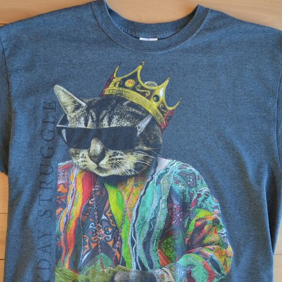 Gildan Notorious CAT Biggie Tribute Tee T-Shirt Size Large Gray - Picture 2 of 5